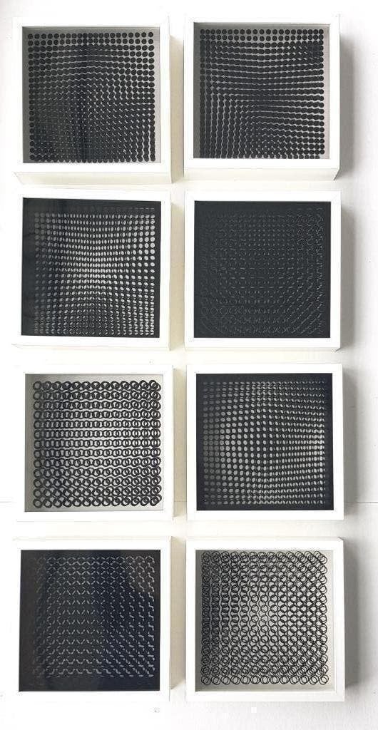 Victor Vasarely Oeuvres Profondes Cinétiques 8 Framed 3d BOX, Ophalen of Verzenden
