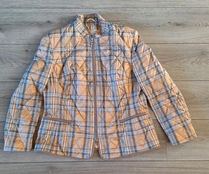 Marcona gewatteerde zomerjas ruit beige maat 42 XL, Beige, Marona, Maat 46/48 (XL) of groter, Ophalen of Verzenden