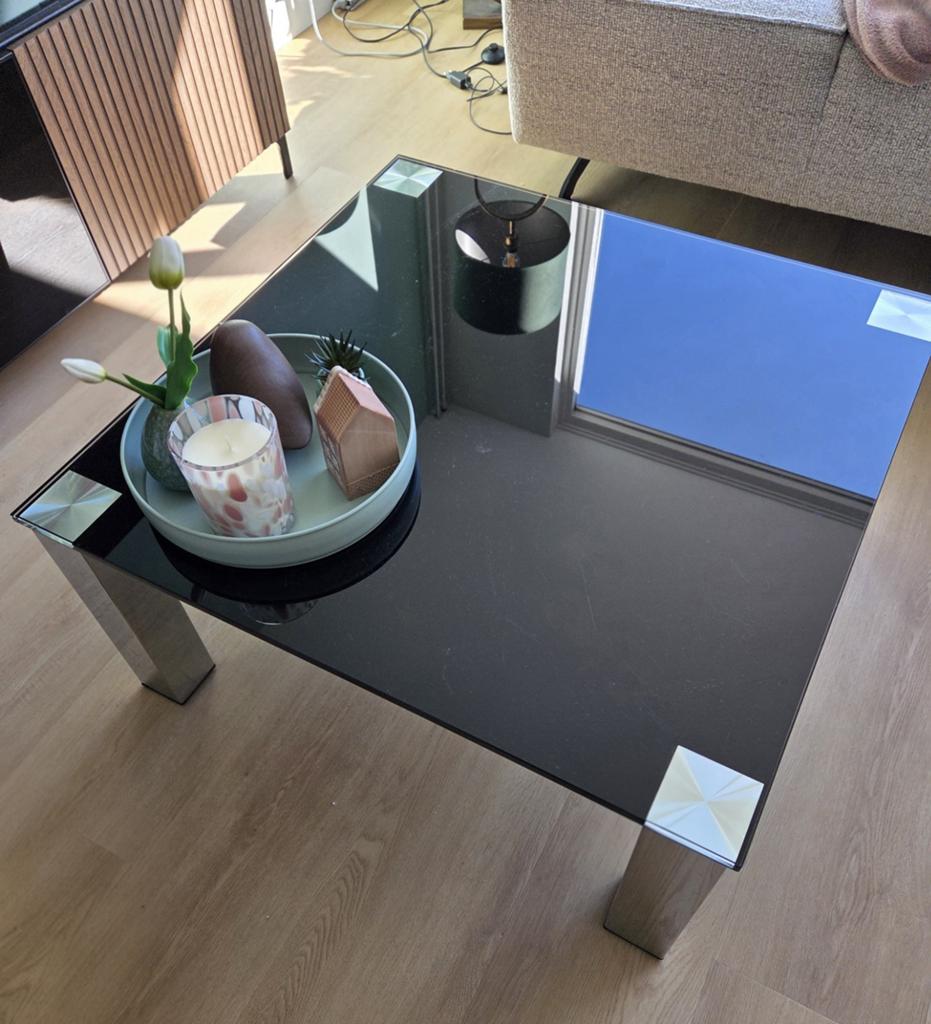 GRATIS GLAZEN SALONTAFEL, Ophalen, Gebruikt, 50 tot 100 cm, Vierkant