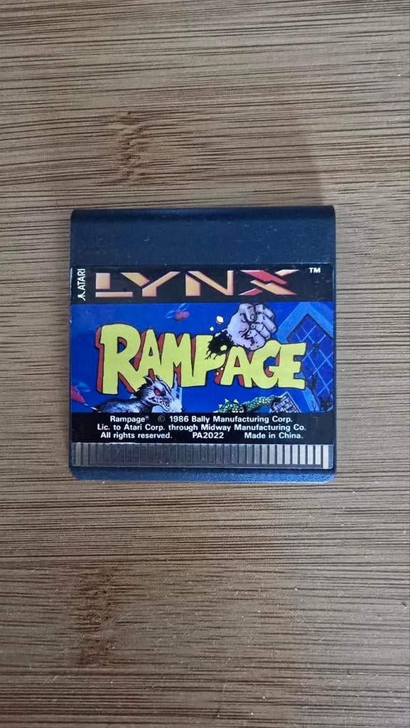 Atari Lynx Rampage Game Cartridge - Werkt niet, Spelcomputers en Games, Spelcomputers | Atari, Met games, Ophalen of Verzenden