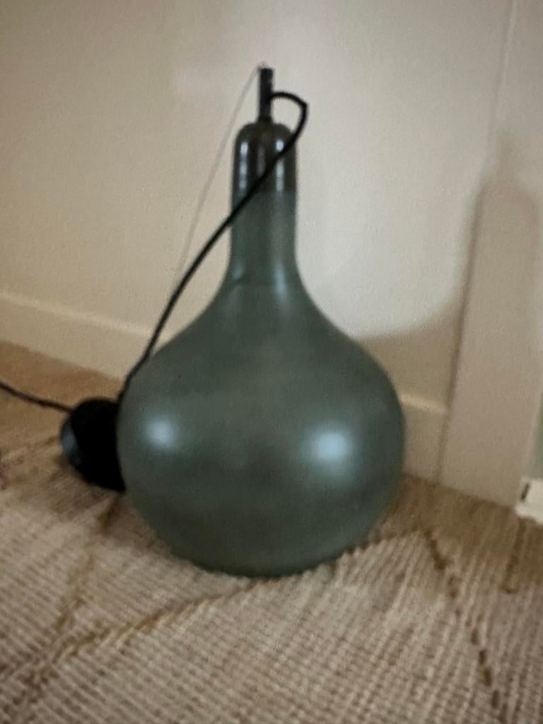 decoratieve lamp groen glas, Ophalen of Verzenden, Gebruikt, Glas, Minder dan 50 cm