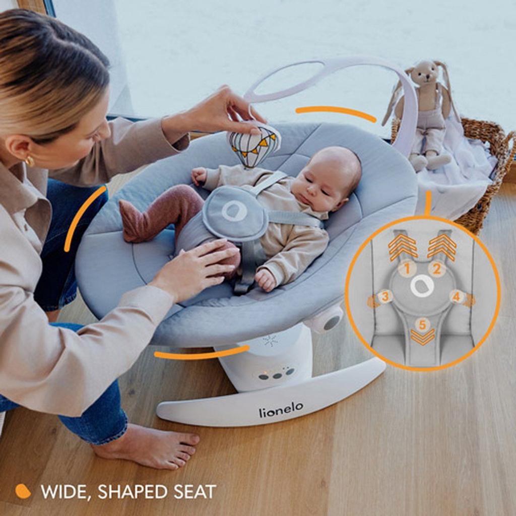 Lionelo Iris Premium Babyschommel - 360° Draaibaar Zitje, Verstelbare rugleuning, Overige methoden, 0 t/m 18 kg, Zo goed als nieuw