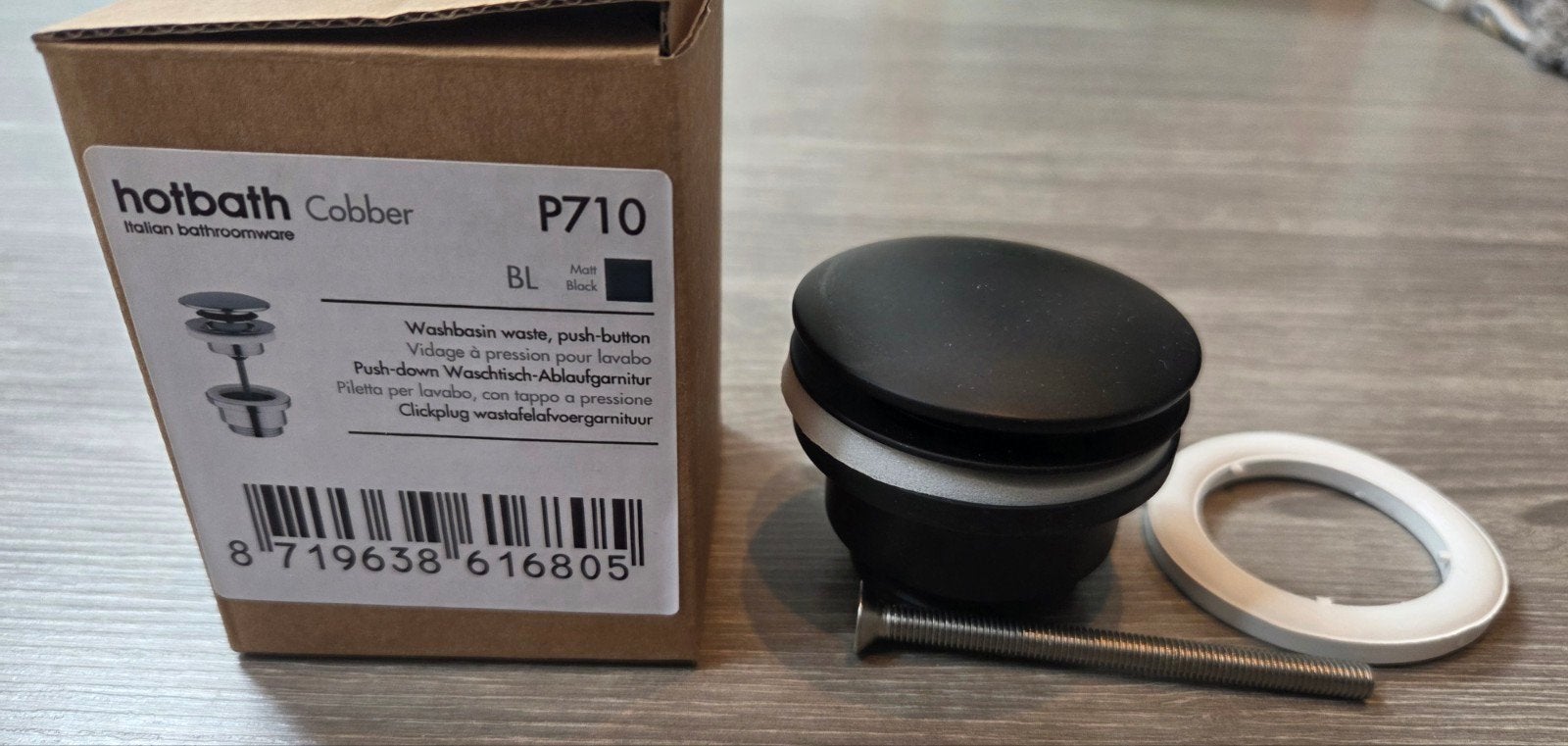 Hotbath Cobber Afvoerplug zwart, Ophalen