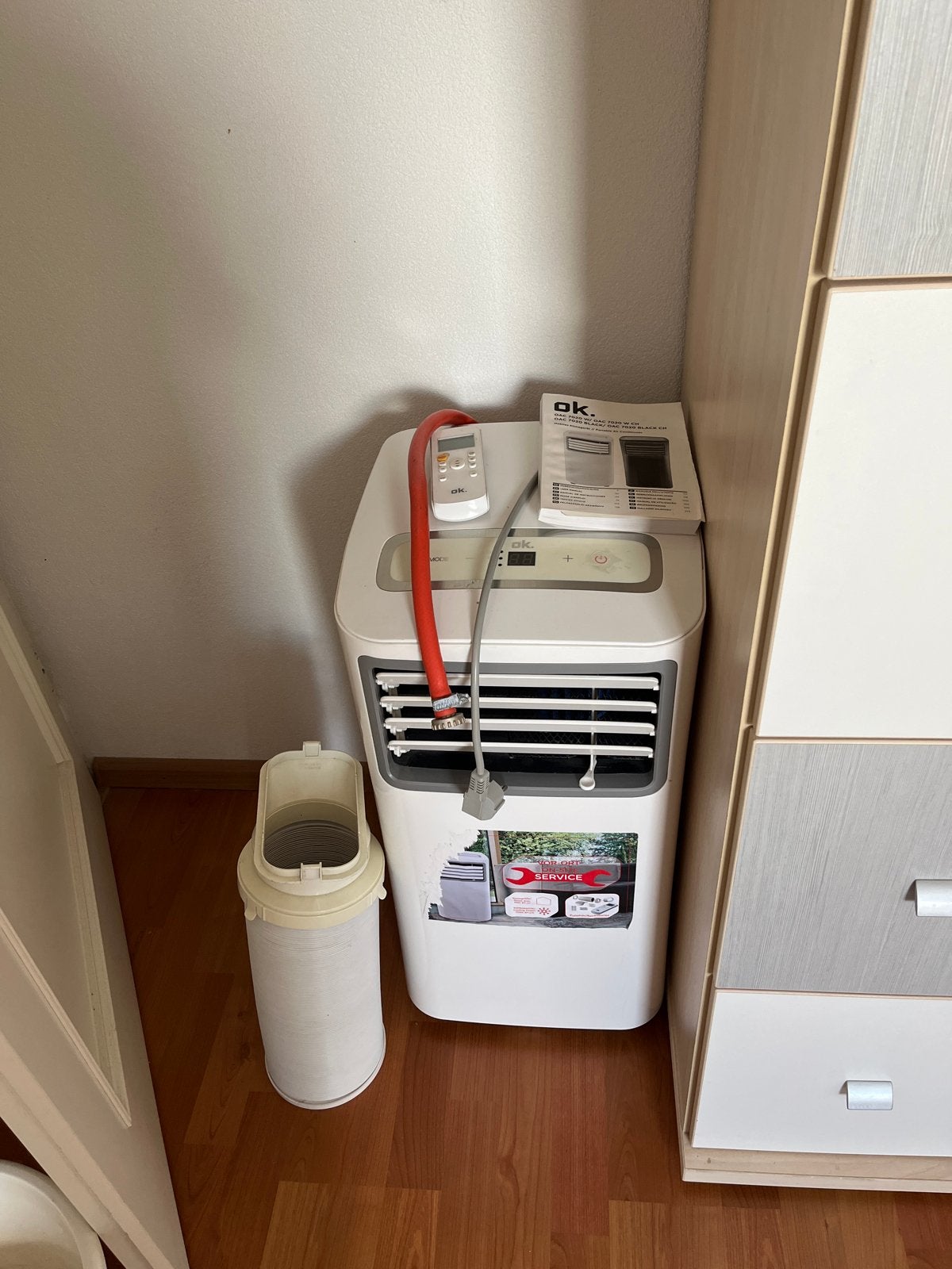 OK. Mobiele Airco OAC 7020 W met afstandsbediening, Witgoed en Apparatuur, Airco's, Ophalen, Gebruikt, Minder dan 60 m³, 3 snelheden of meer