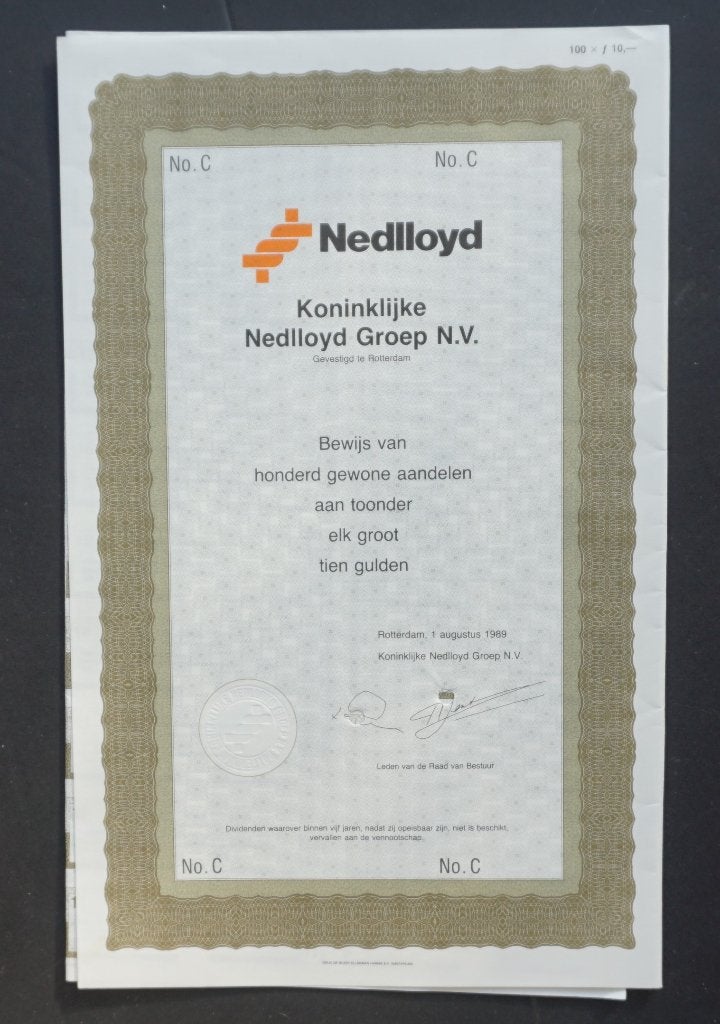Koninklijke Nedlloyd Groep N.V. - Rotterdam 1989, Verzenden, 1970 tot heden, Aandeel