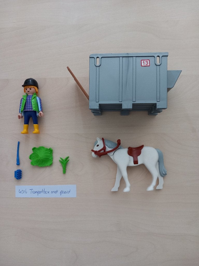Playmobil - transportbox paard - trailer – 4316, Complete set, Voertuig, Ophalen of Verzenden, Zo goed als nieuw