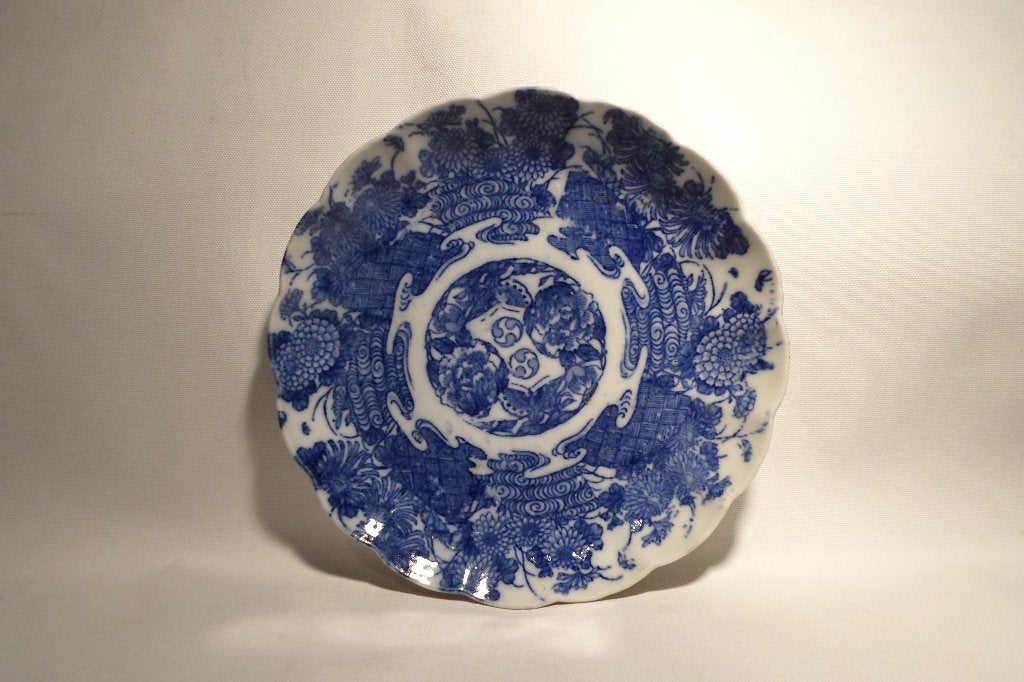 Japans Bord Blauw Wit Geschulpte Rand, Ophalen of Verzenden