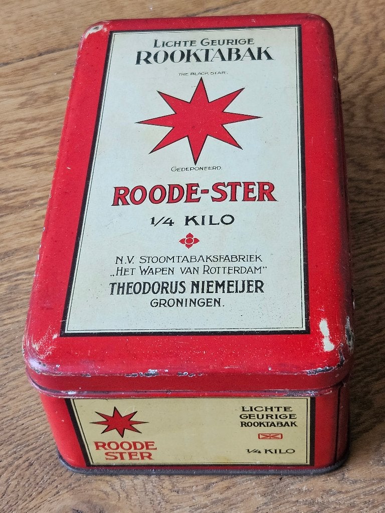 Vintage Roode Ster Tabaksblik - Theodorus Niemeyer, Ophalen of Verzenden