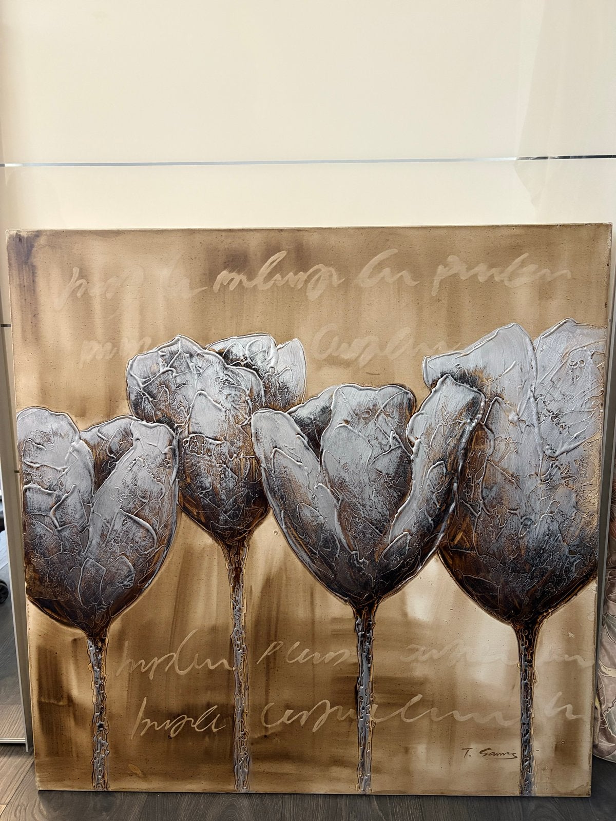 Schilderij Tulpen 100x100 cm - Perfecte Staat, Antiek en Kunst, Kunst | Schilderijen | Klassiek, Ophalen