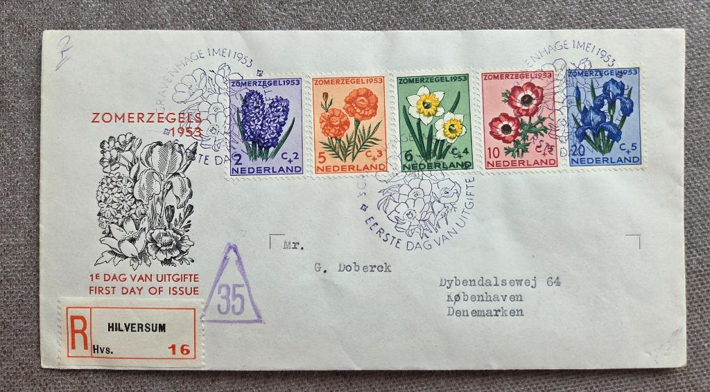 FDC E13 zomer 1953, Ophalen of Verzenden, Beschreven, Nederland