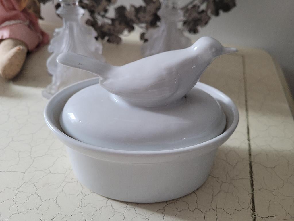 Vintage Frans patepotje met vogel, Heikant 21 Kaatsheuvel, Overige typen, Belle Vieille Brocante, Ophalen of Verzenden