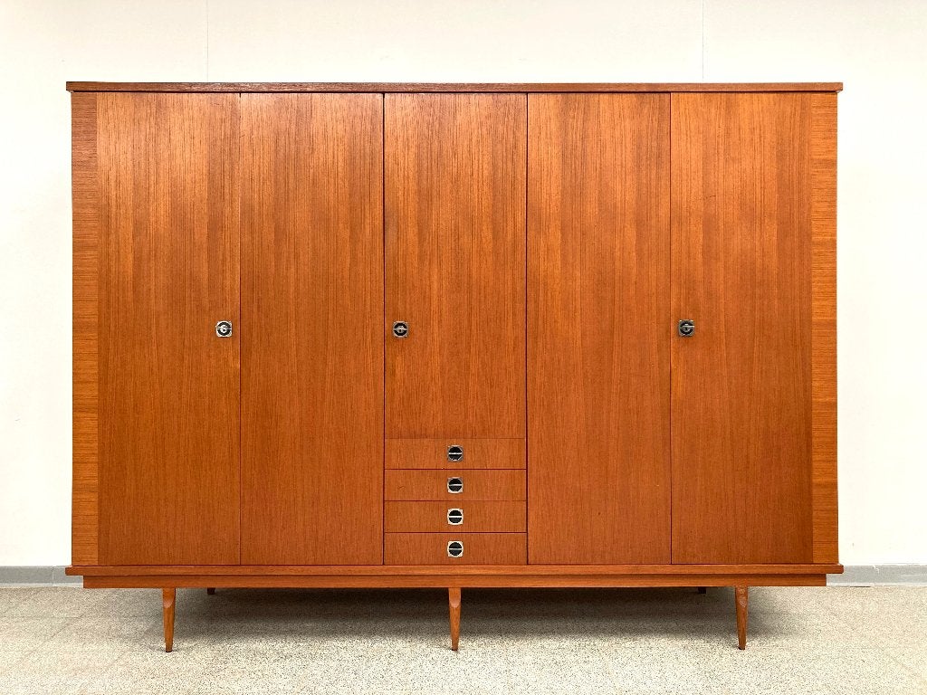 Vintage mid-century teak kledingkast 1960's, Huis en Inrichting, Kasten | Kledingkasten, Gebruikt, Overige materialen, 200 cm of meer