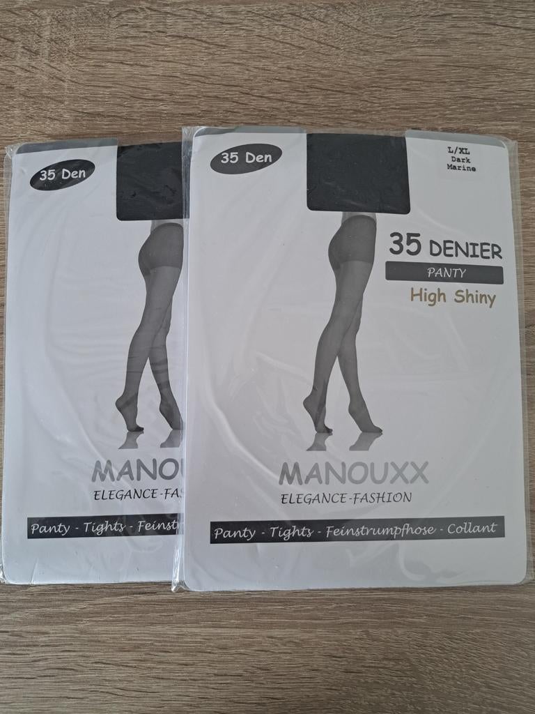 Manouxx 35 Denier High Shiny Panty - L/XL Dark Marine, Blauw, Manouxx, Nieuw, Ophalen of Verzenden