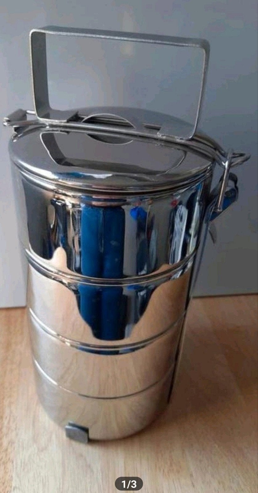 Food carrier 4 RVS bakjes 12 cm (nieuw), Huis en Inrichting, Zilver, Ophalen of Verzenden, Zo goed als nieuw, Voorraadpot