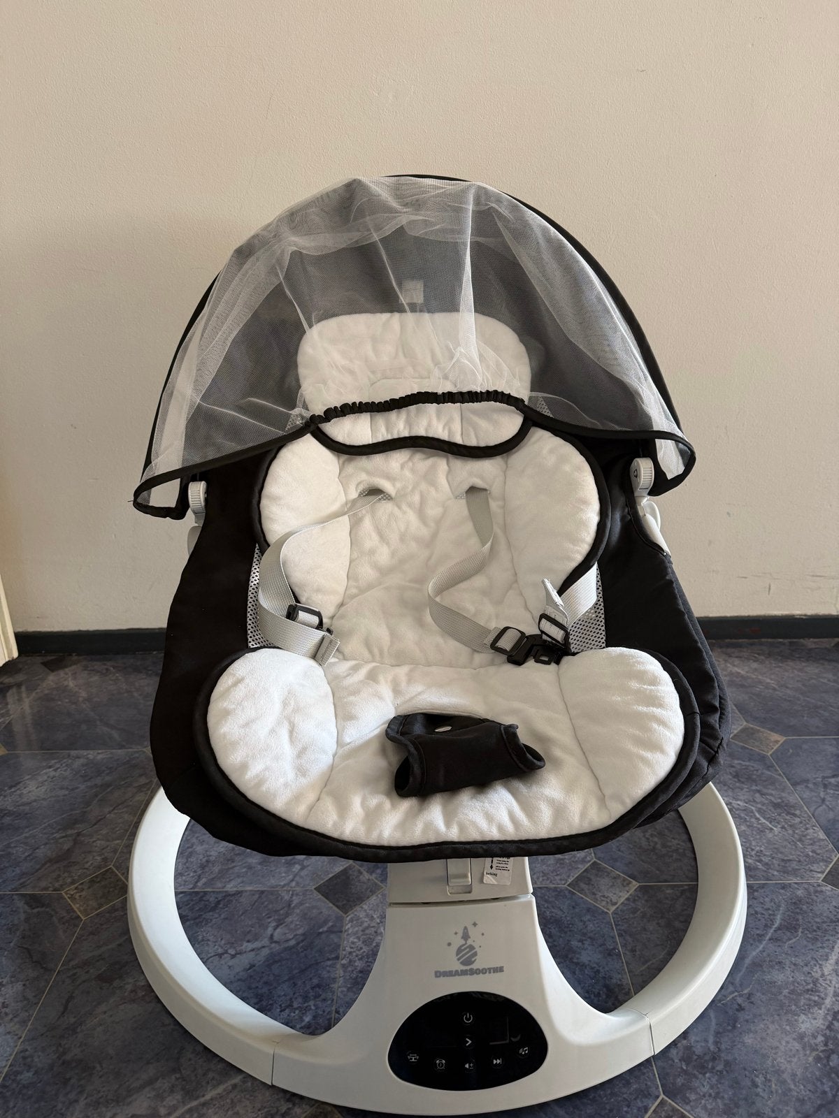 DreamSoothe Wipstoel met muggennet en gordels, Overige merken, Wipstoel, Ophalen of Verzenden, Met gordel(s) of riempje(s)