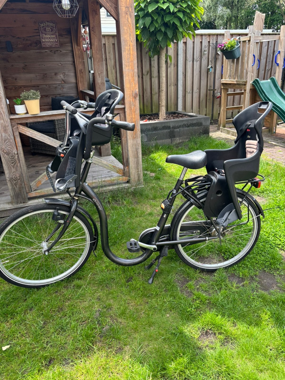 Mamafiets met voor- en achterzitje, Fietsen en Brommers, Fietsen | Dames | Moederfietsen, Ophalen, 2 zitjes, Gebruikt, Overige merken