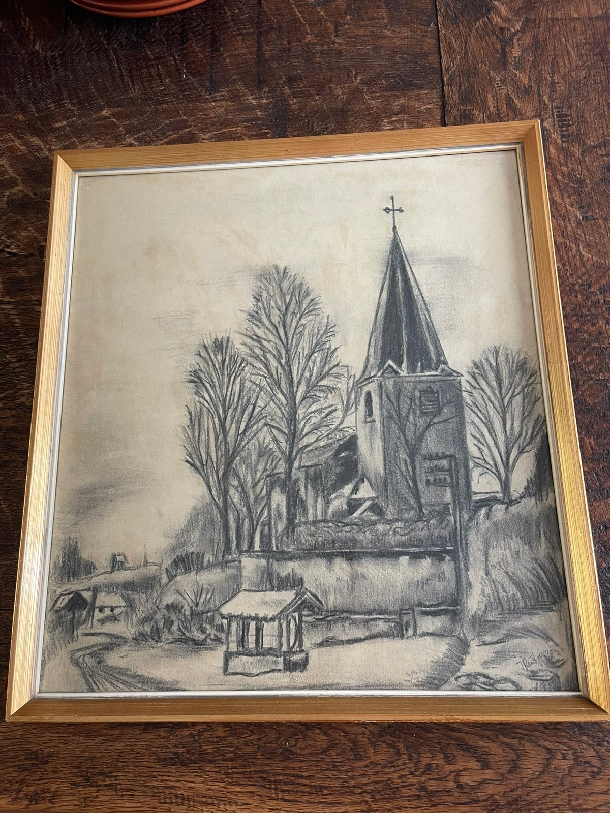 Kerk Bemelen Kohl tekening in lijst, Ophalen