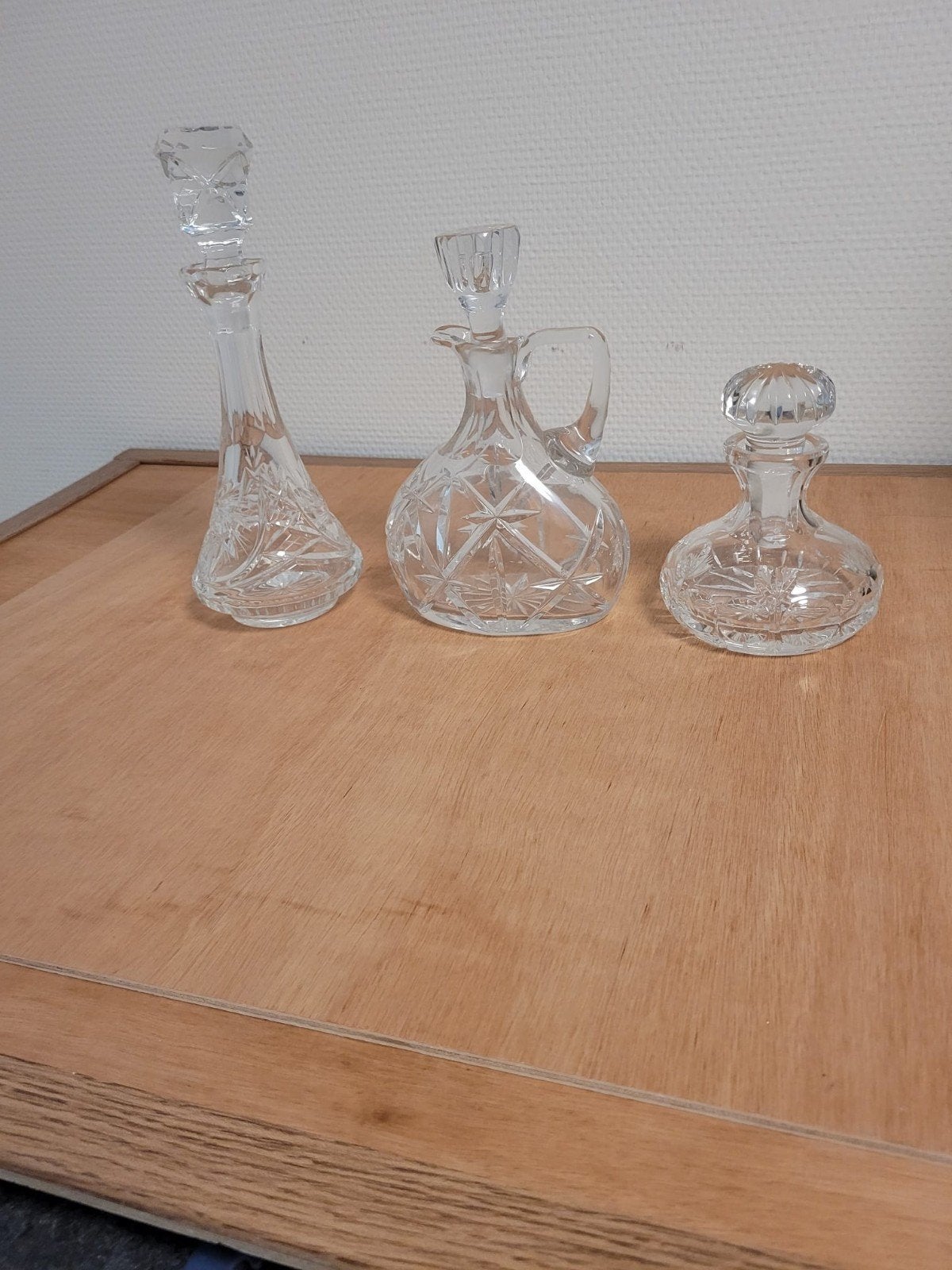 Set van 3 kristallen karafjes/flesjes, Antiek en Kunst, Antiek | Glas en Kristal, Ophalen