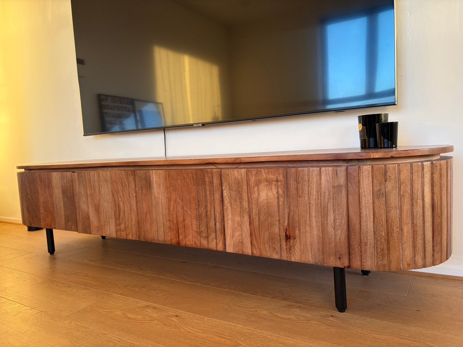 Tv meubel 200cm Mangohout/ Accaciahout - ZEN Lifestyle, Ophalen, Zo goed als nieuw, 25 tot 50 cm