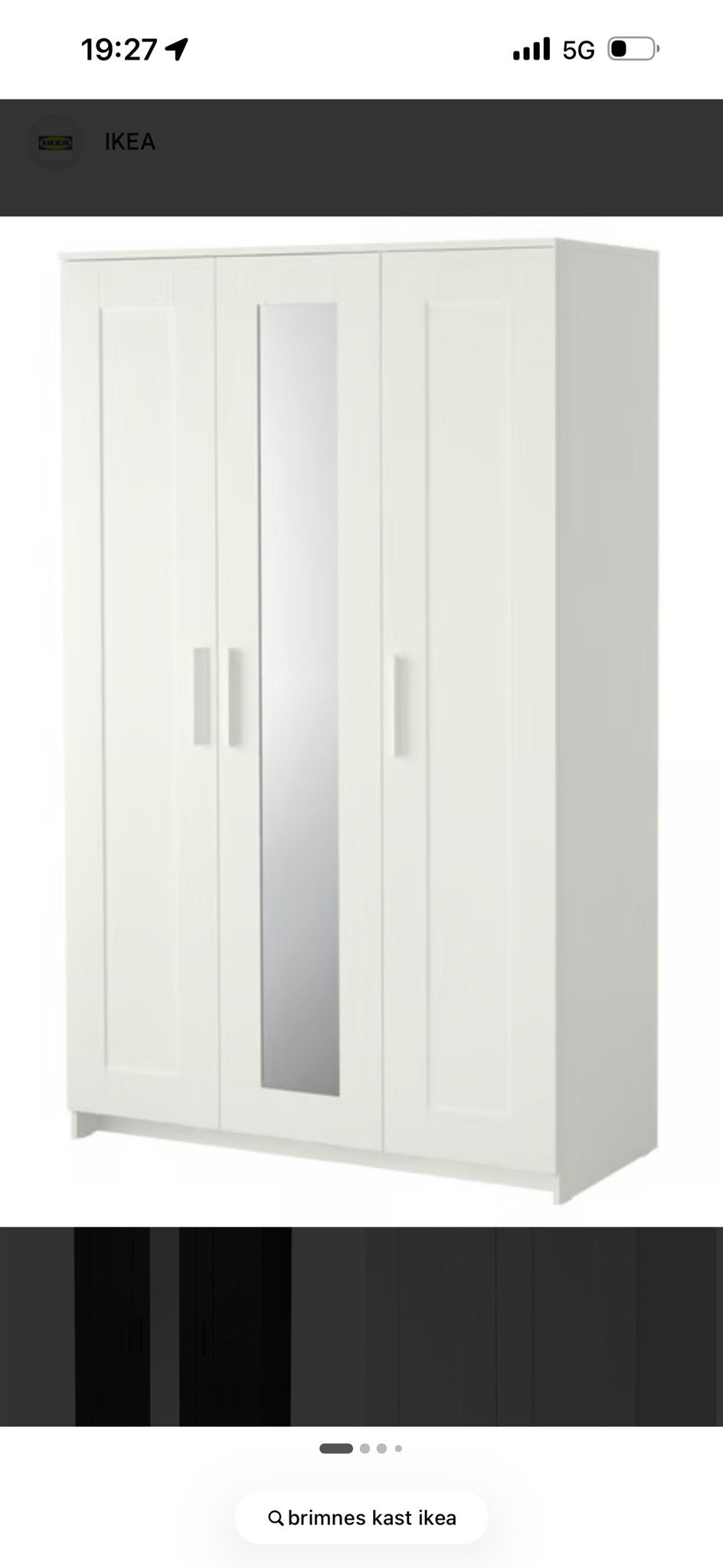 IKEA Brimnes Kledingkast met spiegeldeur, Huis en Inrichting, Gebruikt, 100 tot 150 cm, Ophalen of Verzenden, 150 tot 200 cm