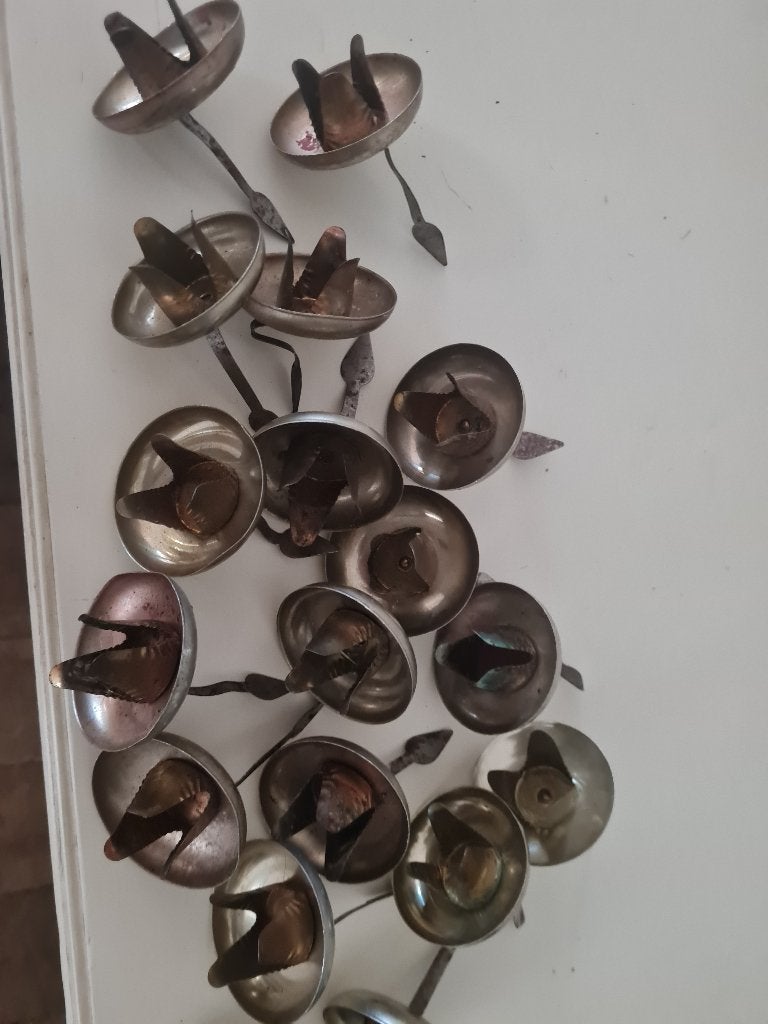 Zeer oude metalen knijpers voor kaarsjes in kerstboom prp/st, Heikant 21 Kaatsheuvel, Gebruikt, Belle Vieille Brocante, Ophalen of Verzenden