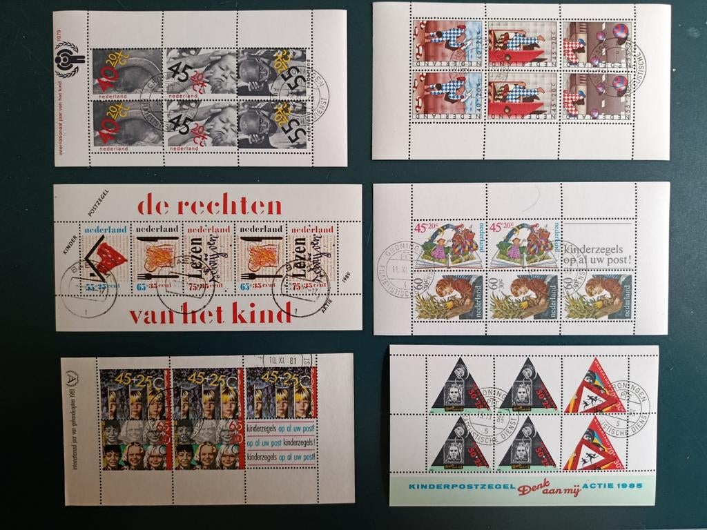 Kinderblokken gestempeld. (6), Postzegels en Munten, Postzegels | Nederland, Ophalen of Verzenden, Na 1940, Gestempeld