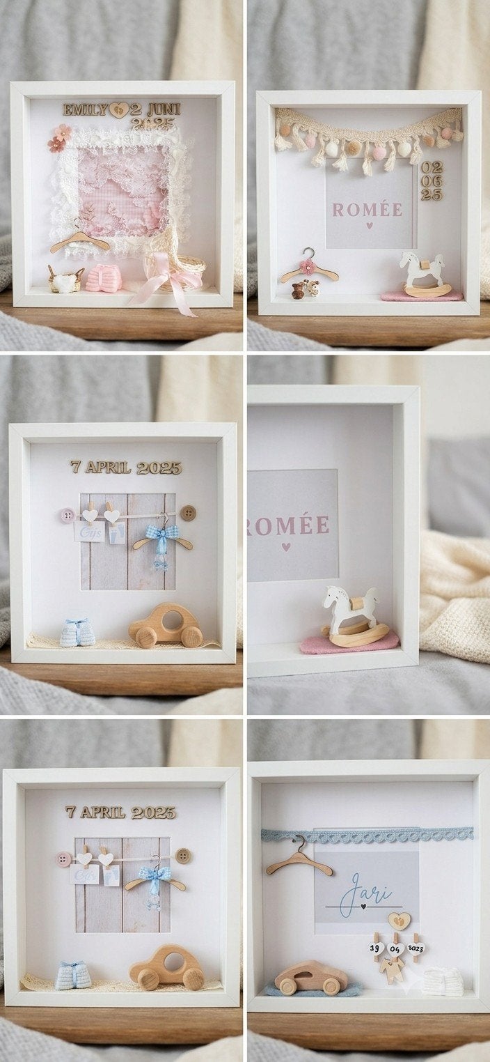 Gepersonaliseerd Kraamcadeau: Schaduwbox met Naam en Datum, Ophalen of Verzenden, Nieuw, Kraamcadeau