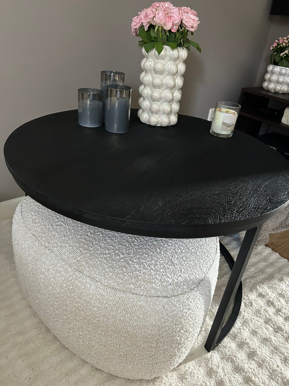 Salontafel met poef, Rond, Zo goed als nieuw, Minder dan 50 cm, 50 tot 100 cm