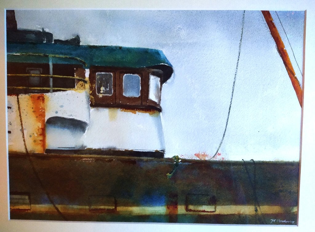 Rik Verdenius  aquarel van stuurhut, Maritiem / water, Realistisch, Gesigneerd, Ophalen of Verzenden