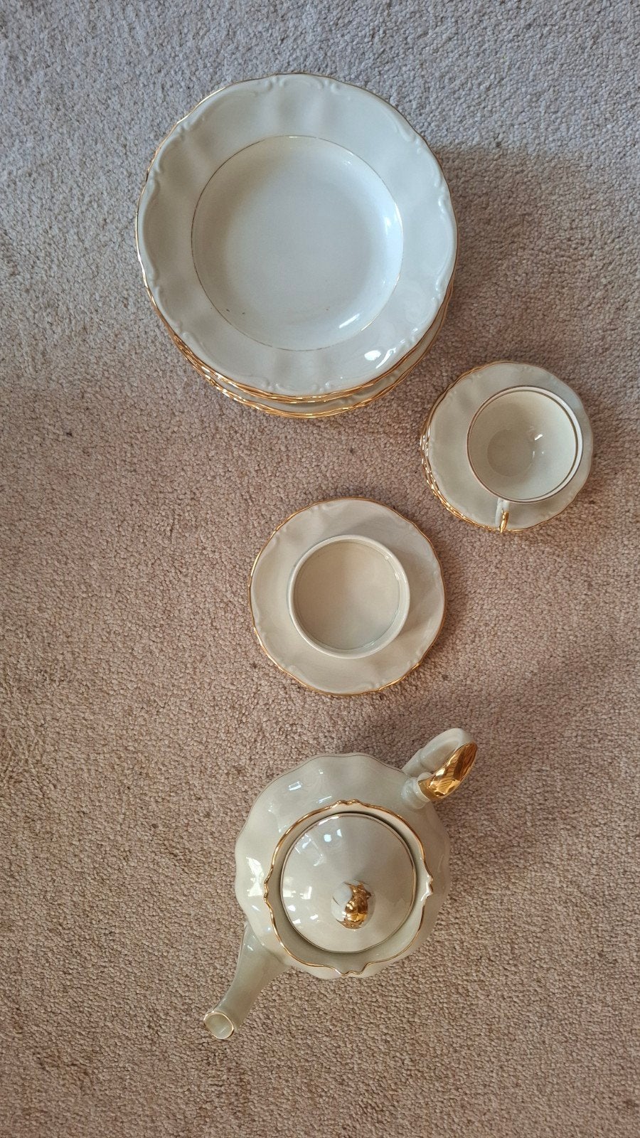 Vintage theeservies met gouden rand - 6-delig, Ophalen of Verzenden