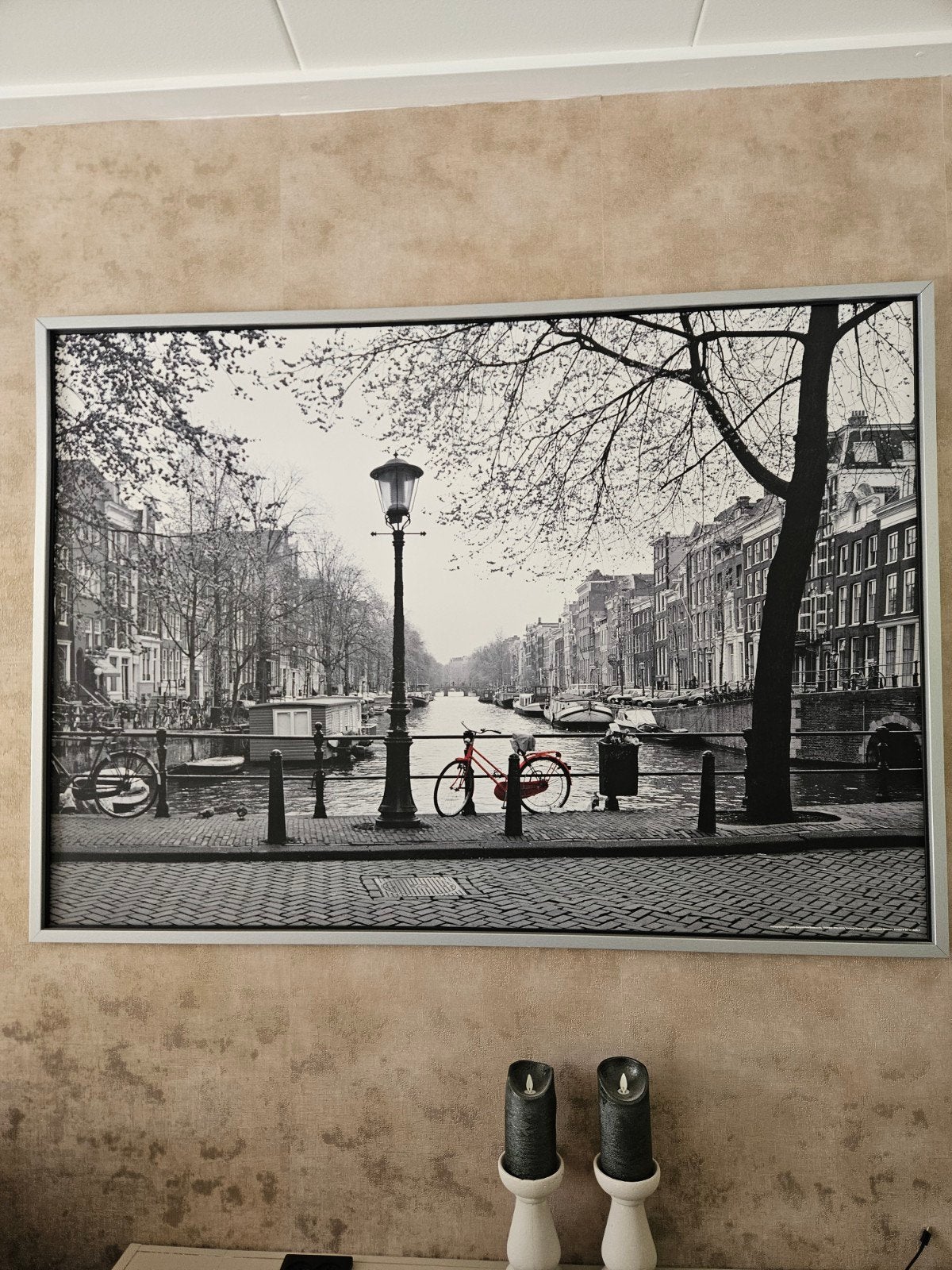 Schilderij Amsterdam met fiets van ikea, 125 cm of meer, Ophalen of Verzenden, Zo goed als nieuw, Schilderij