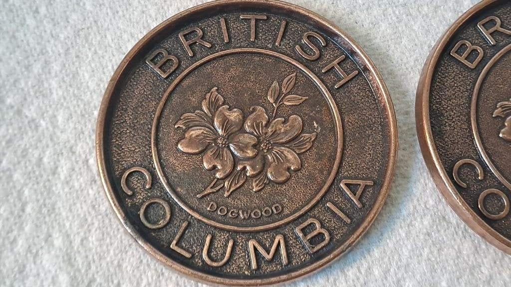 Set van 4 vintage onderzetters British Columbia, Verzamelen, Gebruikt, Onbekend, Ophalen of Verzenden, Onbekend