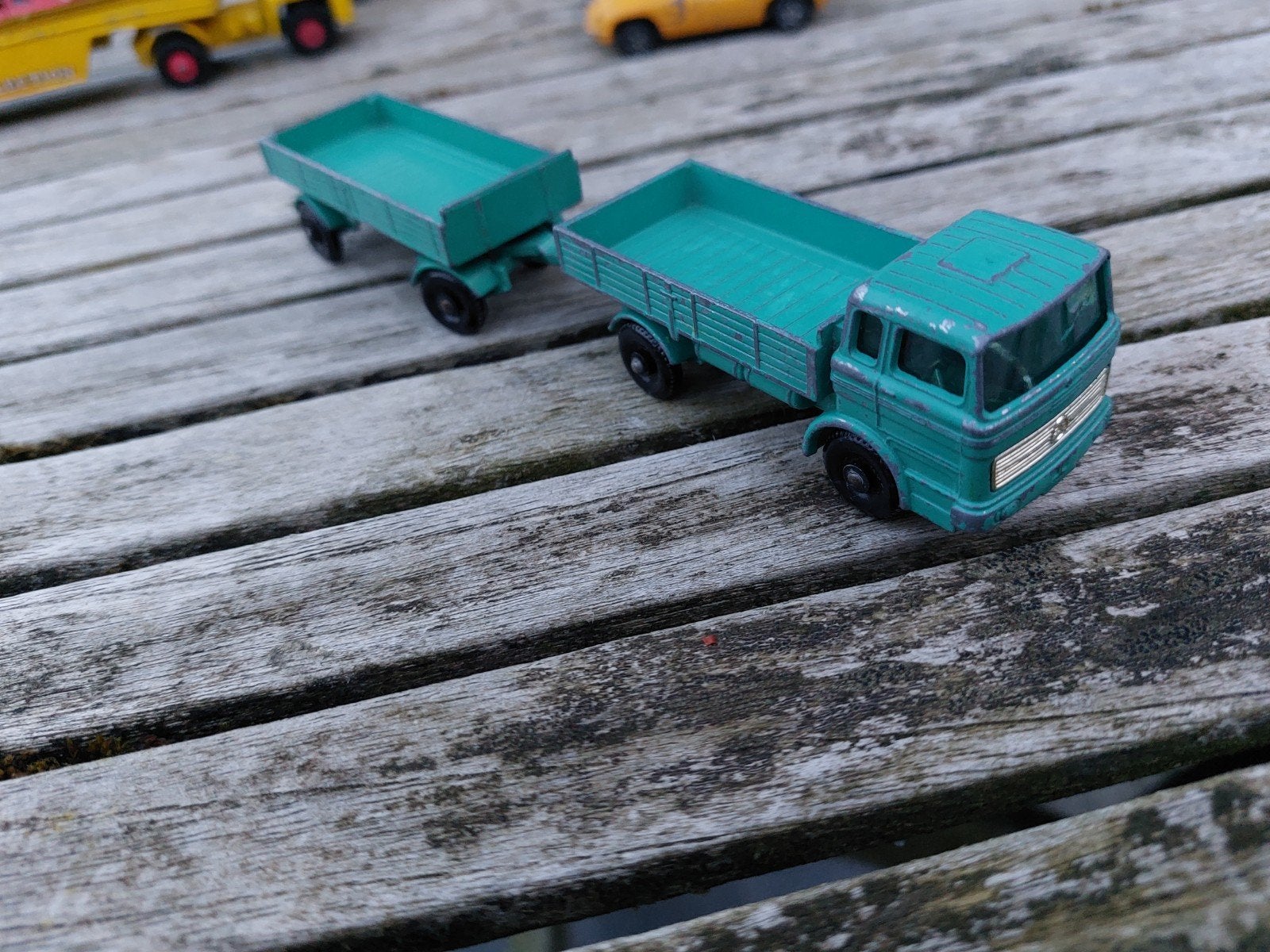 Matchbox Lesney Mercedes Truck & Trailer (No. 1 & No. 2), Ophalen of Verzenden, Gebruikt