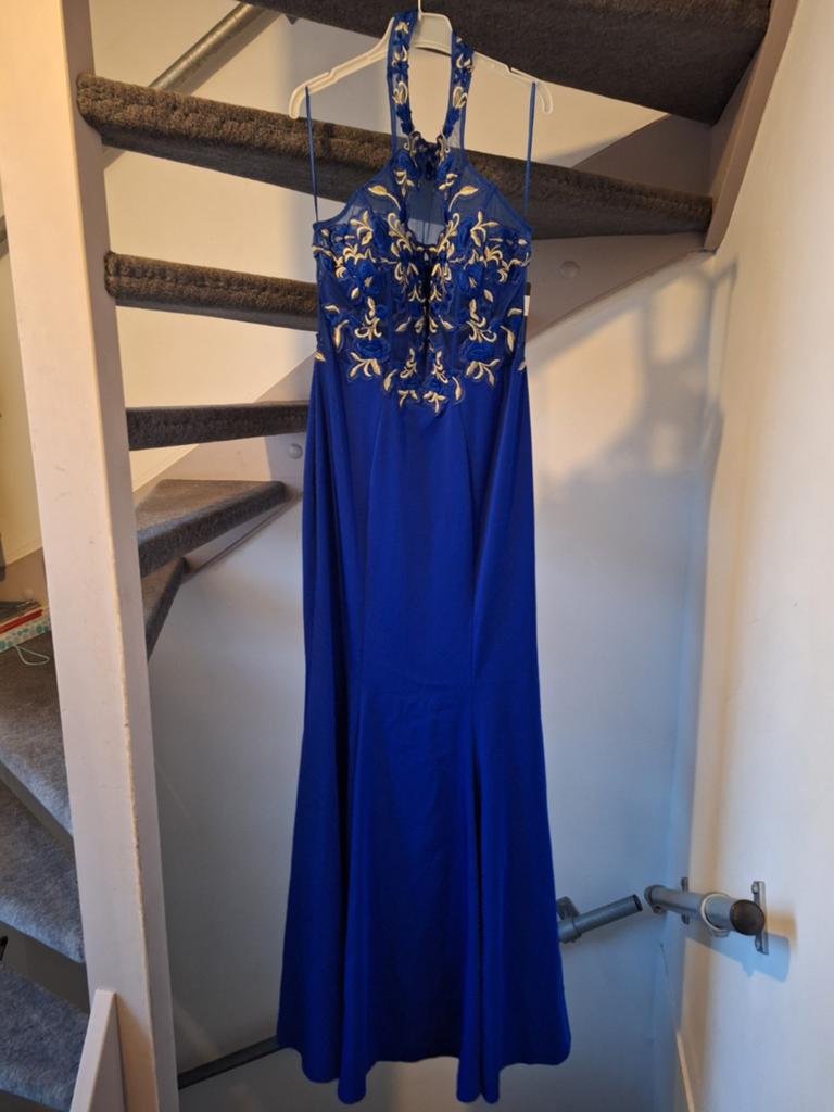 Chique jurk maat L - Koningsblauw met gouden borduursels, Kleding | Dames, Jurken, Blauw, Ophalen of Verzenden, Zo goed als nieuw
