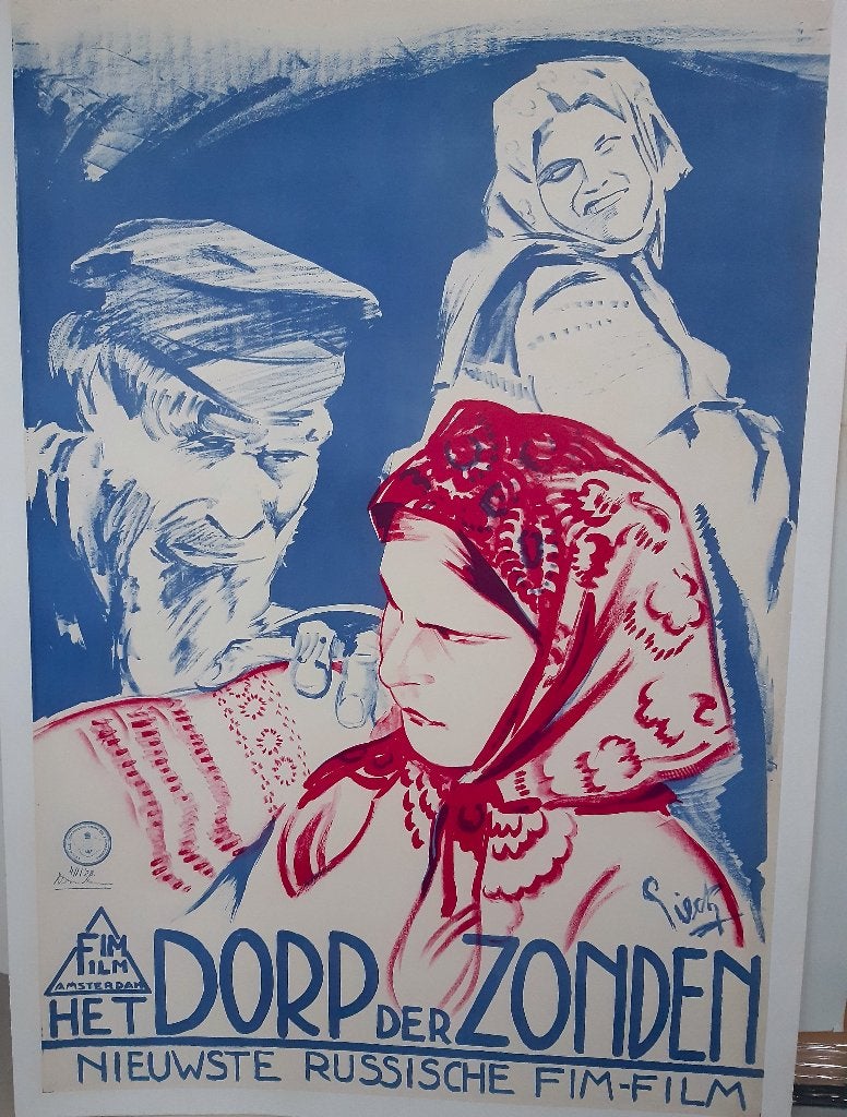 Originele poster Dorp der Zonden Henri Pieck Film Amterdam, Verzamelen, Ophalen of Verzenden, A1 t/m A3, Film en Tv, Rechthoekig Staand
