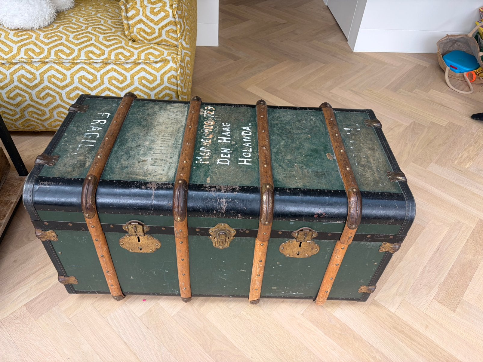 Authentieke hutkoffer, Antiek en Kunst, Antiek | Woonaccessoires, Ophalen