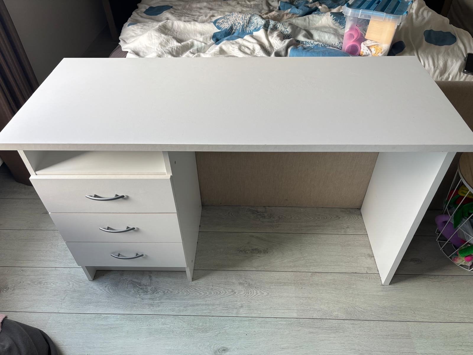 Wit bureau met lades - 120x50x70 cm, Ophalen, Met lades, Gebruikt, Wit