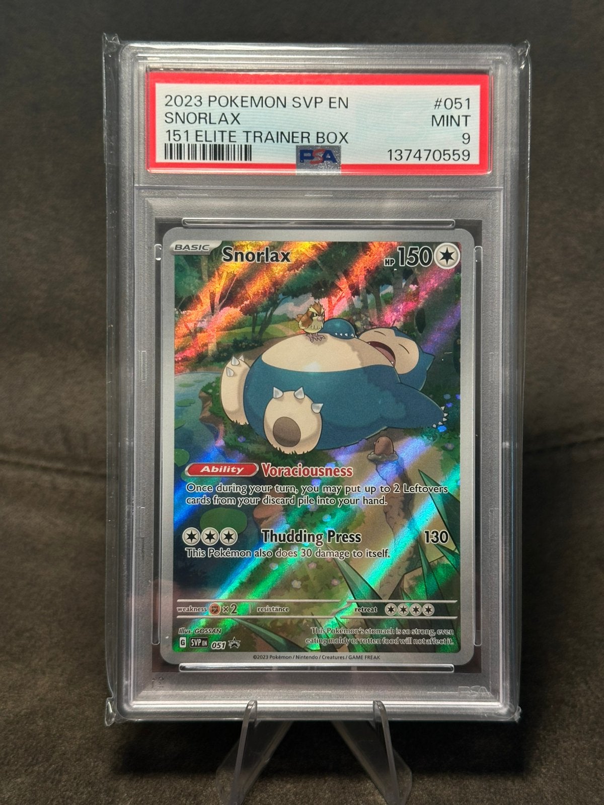 PSA 9 Graded Snorlax #51 #051 SVP (Pokemon Promo), Ophalen of Verzenden, Zo goed als nieuw