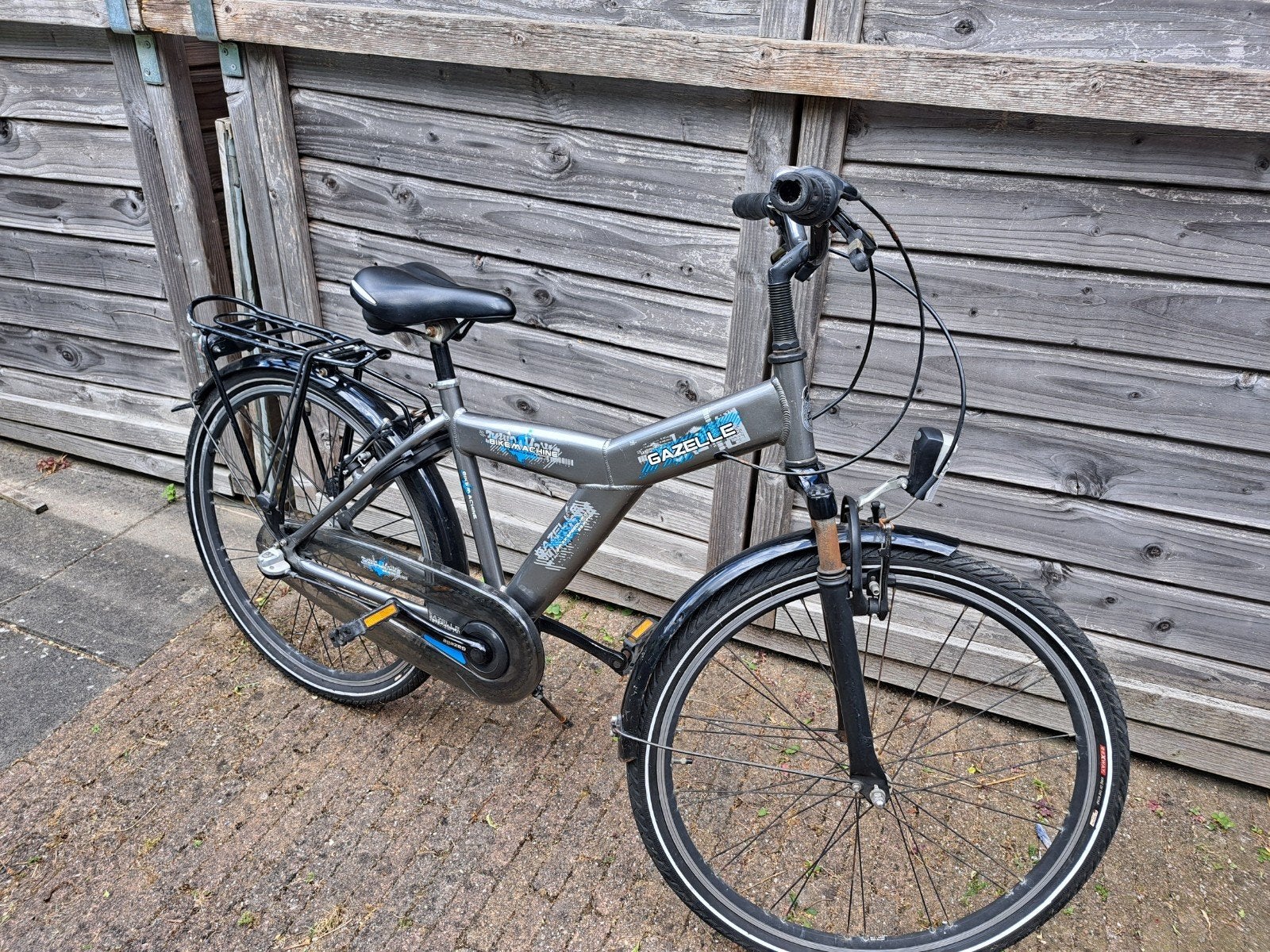 Sportieve Gazelle zwart grijze jongensfiets frame 44cm, Gebruikt, Velgrem, Versnellingen, Gazelle