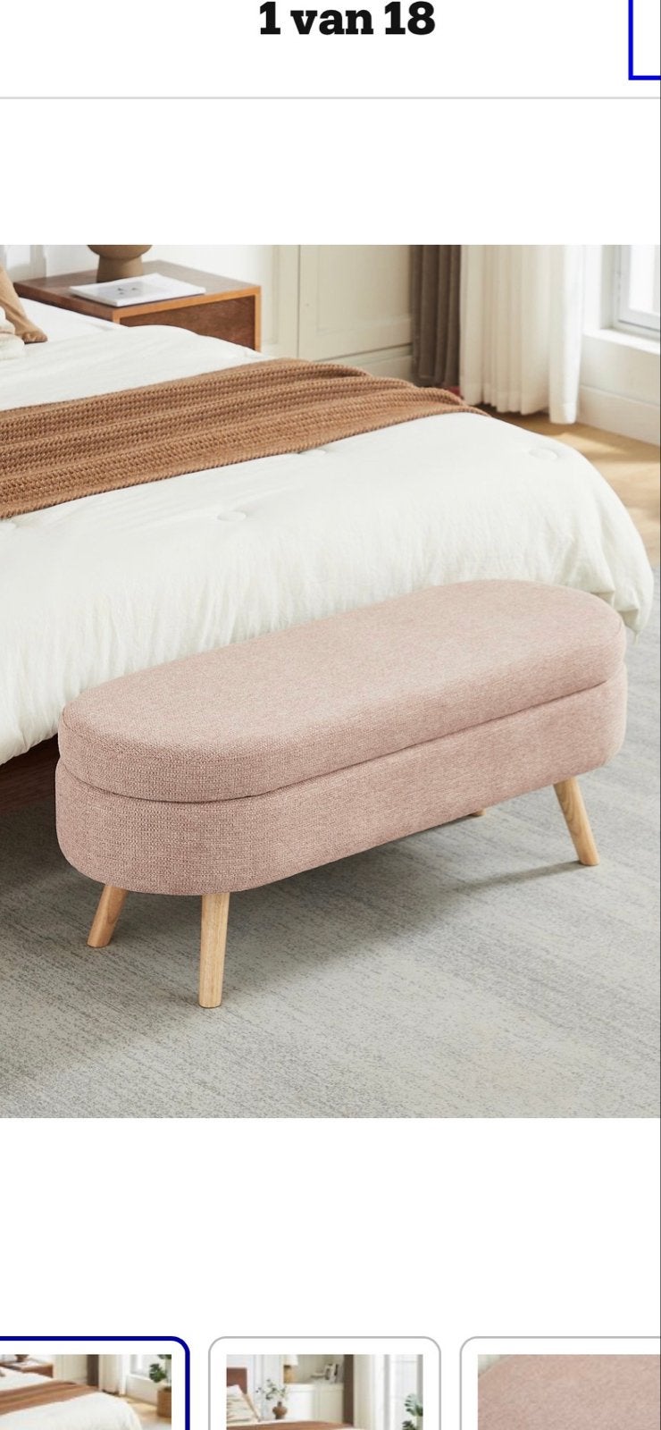 REDOM Opbergbank 110 cm - Roze Fluweel, 125 cm of meer, Nieuw, Ophalen of Verzenden, 100 tot 125 cm