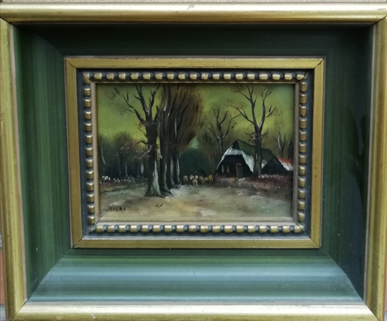 Antiek Winterlandschap Schilderij gesigneerd 'Van Beers', Ophalen of Verzenden