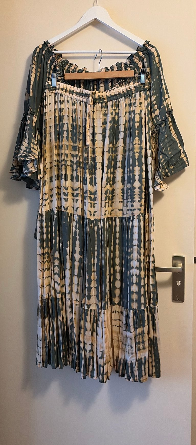 Bindi set top rok tie dey zwart beige l/xl viscose, Verzenden, Zwart, Maat 46/48 (XL) of groter, Zo goed als nieuw