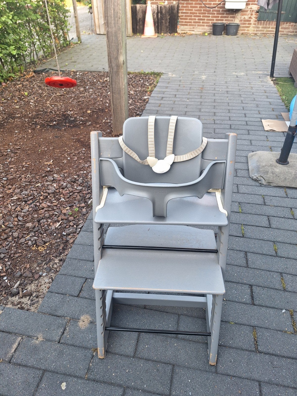 Stokke Tripp Trapp kinderstoel met eetblad en gordel, Ophalen, Gebruikt, Meegroeistoel, Gordel(s)