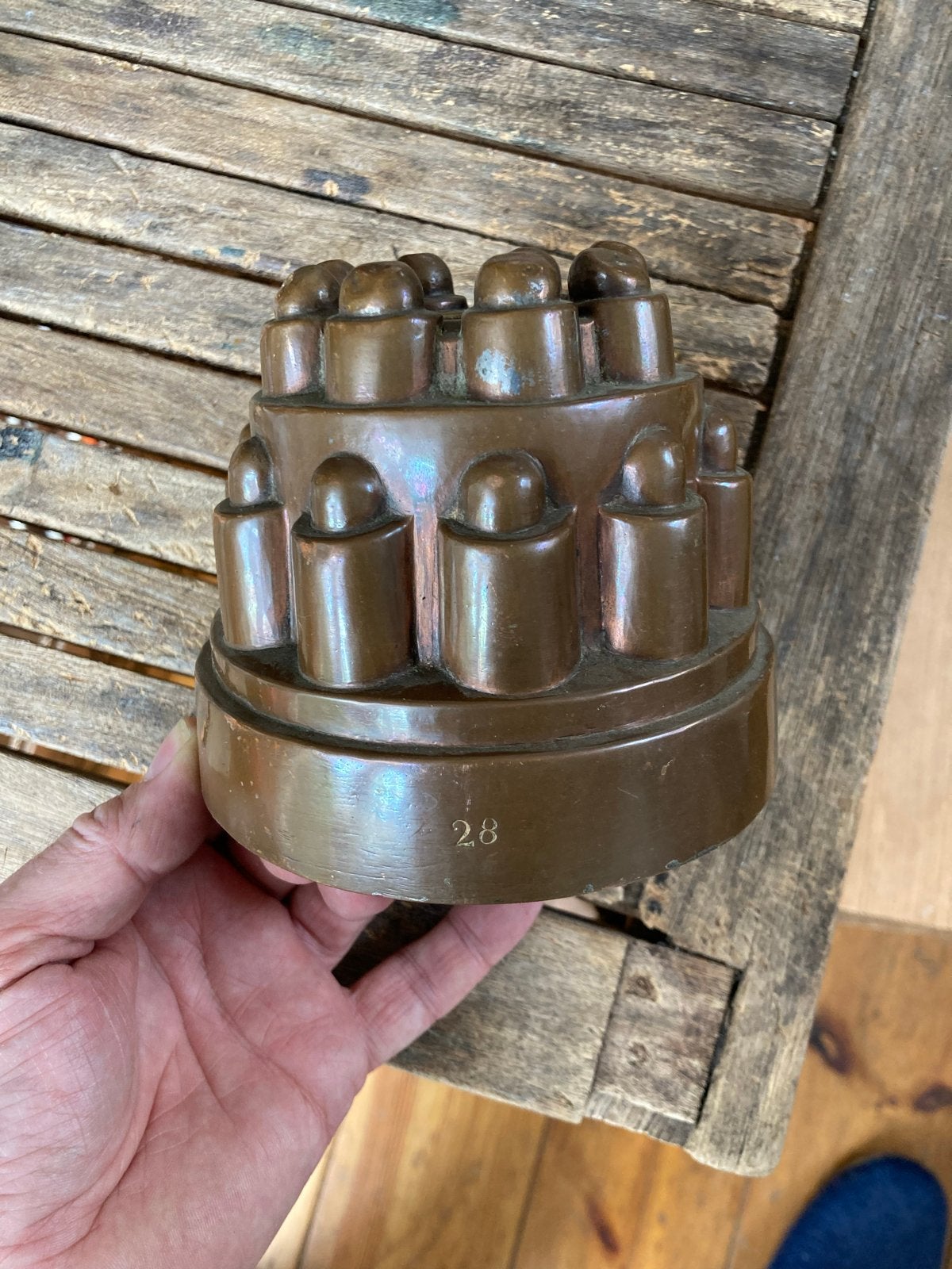 Antieke Koperen Tulbandvorm - nr 28 vintage cuivre chef kok, Antiek en Kunst, Ophalen of Verzenden