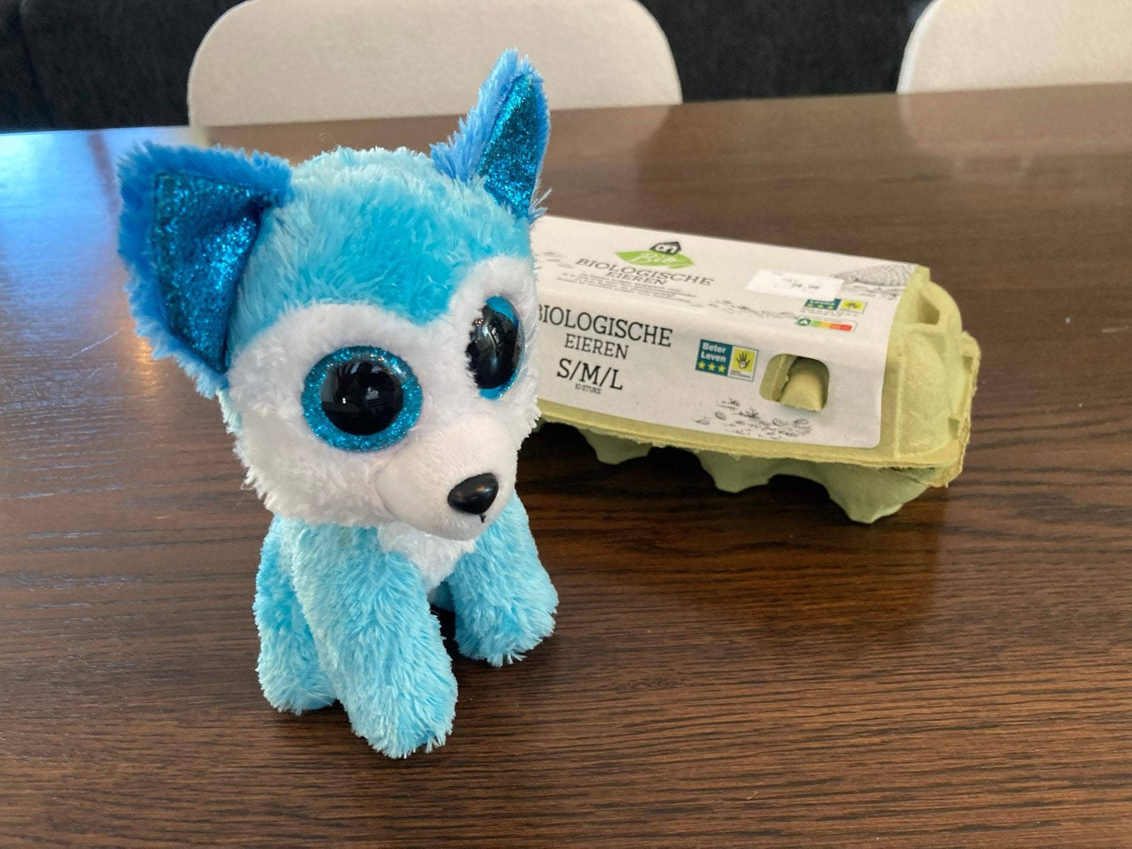 Ty Beanie Boo Husky knuffel - 15cm, Blauw, Zo goed als nieuw, Klein (minder dan 20 cm), Ty