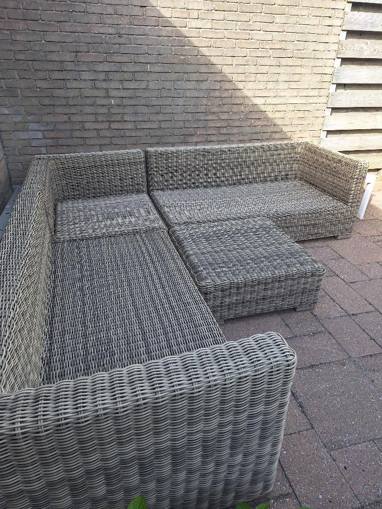 loungeset wicker incl. hocker, gratis af te halen!, Tuin en Terras, Ophalen, Kunststof, Gebruikt, Bank