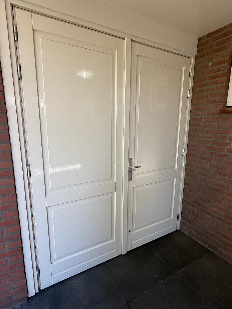 Twee maal dubbele Garagedeuren/ dubbele poort deuren, Ophalen, Gebruikt, Garagedeur, Hout
