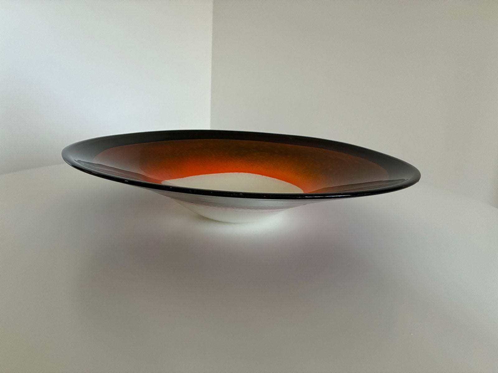 Decoratieve glazen schaal - Oranje en bruin, Ophalen, Schaal, Ovaal, Glas