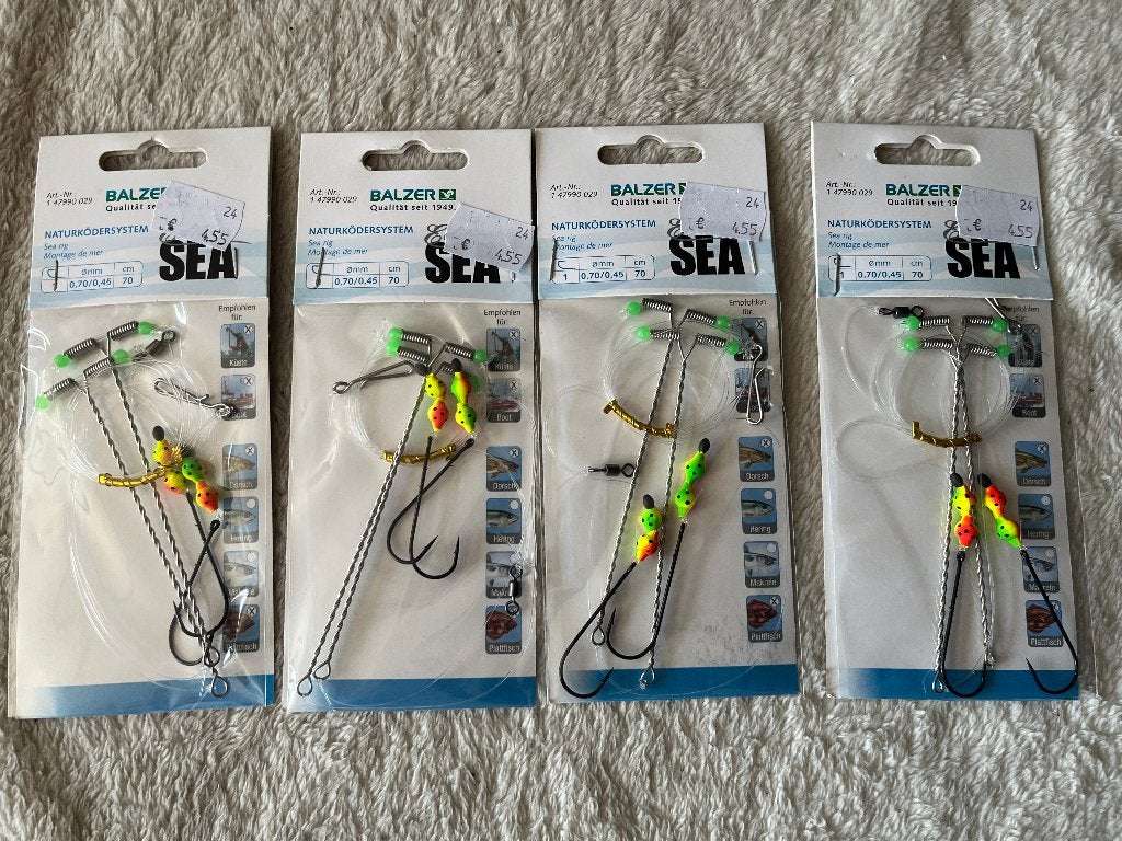 adv 269 / NIEUW set 4 pakjes zeevisonderlijnen BALZER, Watersport en Boten, Ophalen of Verzenden, Overige typen