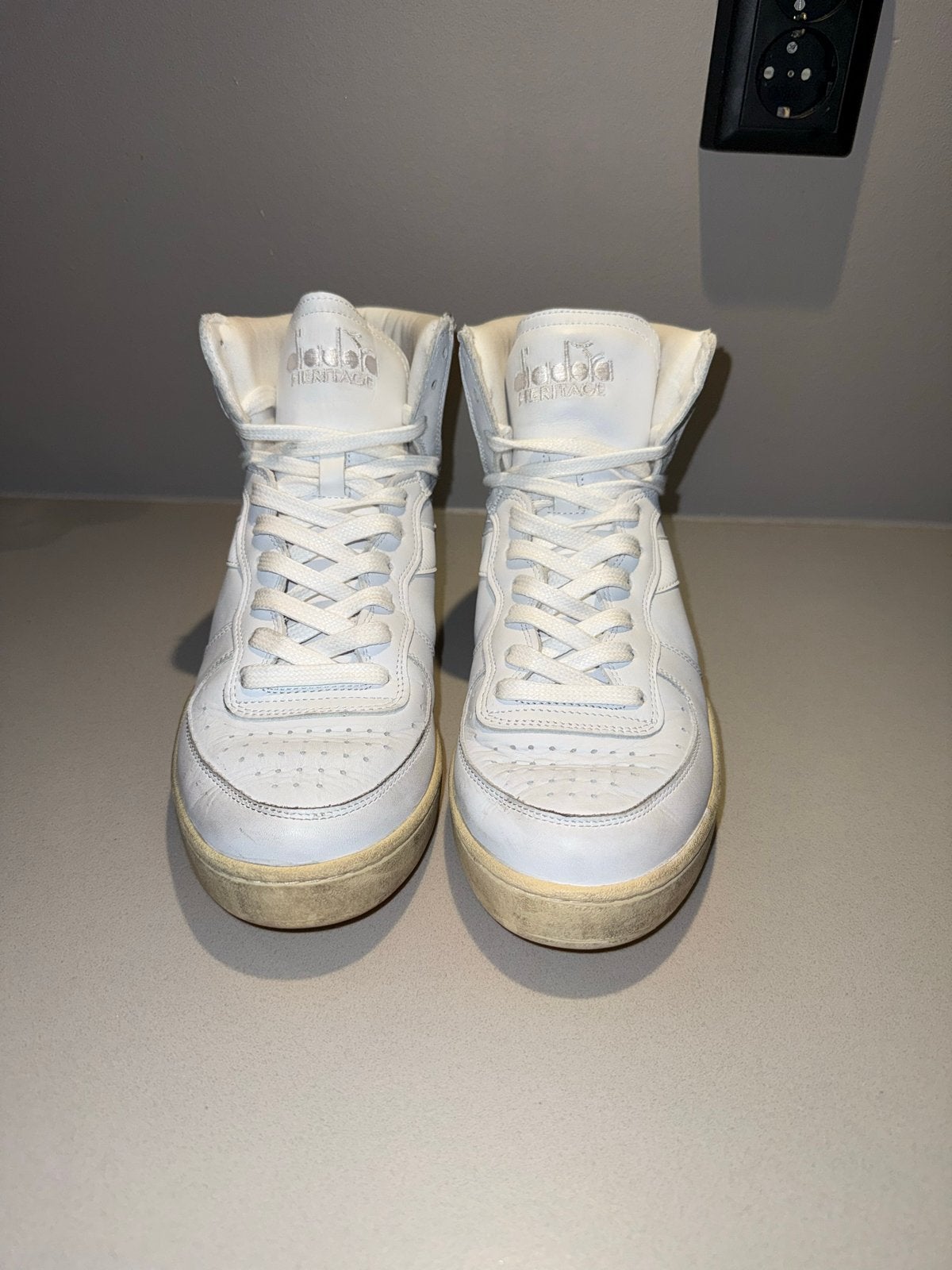 Diadora Heritage Mi Basket Used Sneakers Maat 42, Ophalen of Verzenden, Gedragen, Wit, Sneakers of Gympen